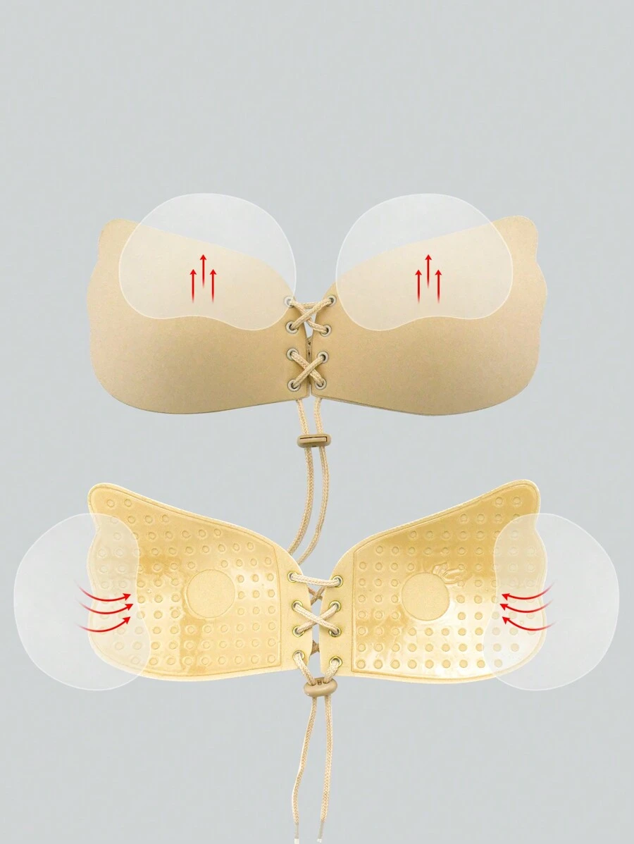 1 cặp cốc áo ngực dính da bằng silicon màu vô hình - Màu be - Xem 1