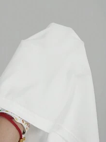 SHEIN Essnce Áo hai dây dài tay thoải mái, dáng rộng dành cho nữ cỡ lớn, màu trắng, bộ 3 chiếc, quần áo nữ mùa thu, áo dành cho người có đường cong cơ thể, áo kiểu. - trắng - Xem 8