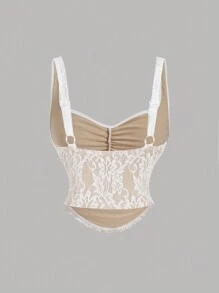 SHEIN MOD Conjunto de dos piezas con chaleco de encaje blanco y falda de cola de pez, conjunto formal soñado, conjunto para baile de graduación, conjunto para crucero, ropa para Halloween, atuendo de los años 90, conjuntos de otoño, moda coreana, Novia Cadáver, conjunto de dama de honor, atuendo para cena, conjunto de cumpleaños para mujer, baile de bienvenida, conjunto con volantes, Renacimiento