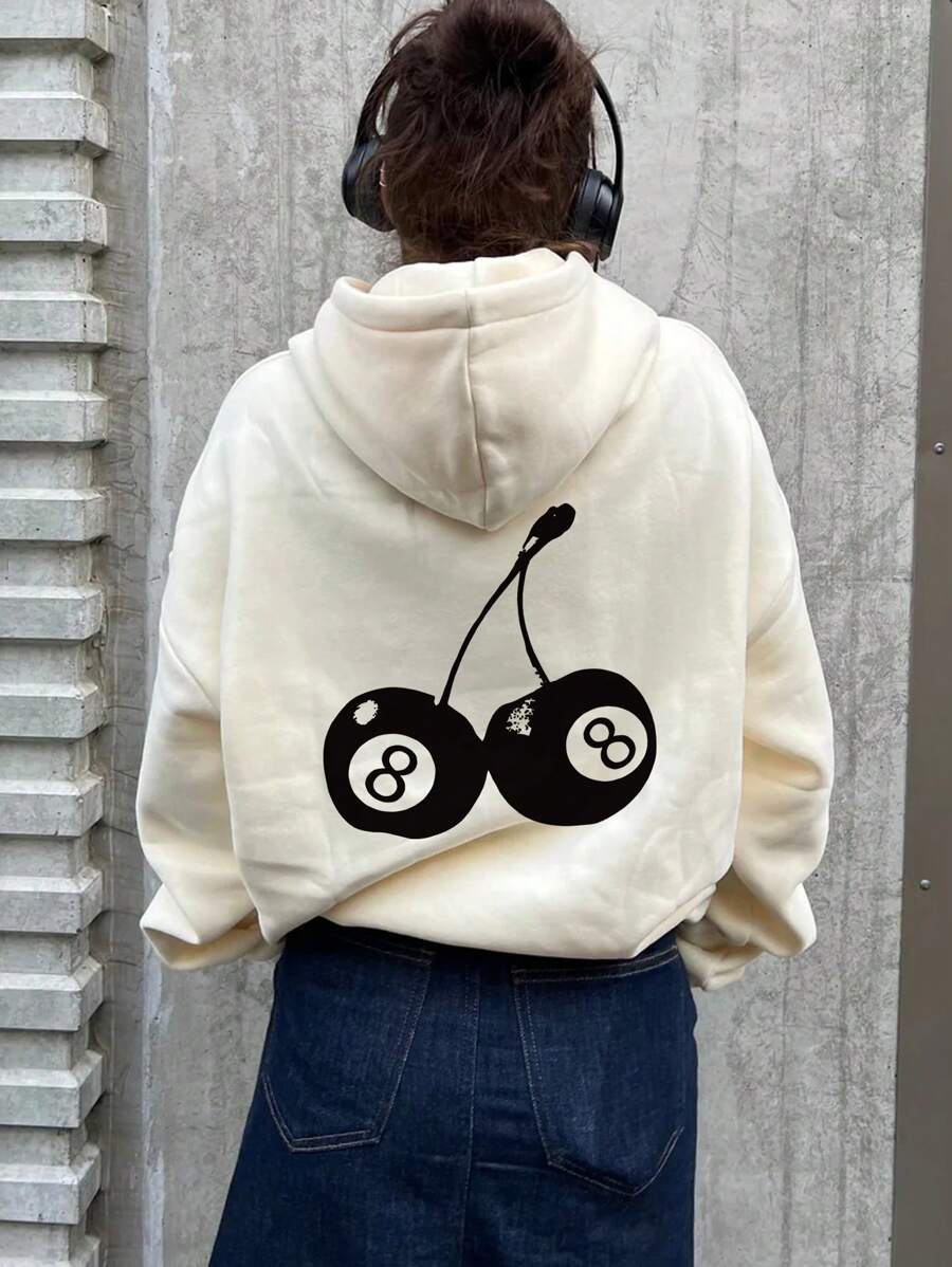 INAWLY Y2K Light Gray Oversized Hooded Sweatshirt With 8 Printed Design ...