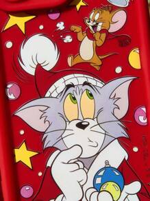 TOM & JERRY X SHEIN Christmas Cartoon Print Phone Case,Compatible With IPhone - Red - View 6