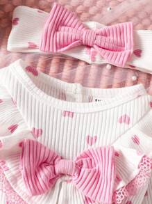 Souflis Souflis 女婴心形 & 蝴蝶结印花连衣裙 - 紅白色 - 查看 5