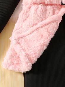 少女 2 件套：长袖纯色连衣裙和无袖背心，粉色 - 彩色 - 查看 7