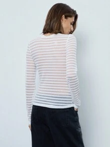 Maija Women's Turtleneck Long Sleeve Striped Chic Casual Top Going Out Tops