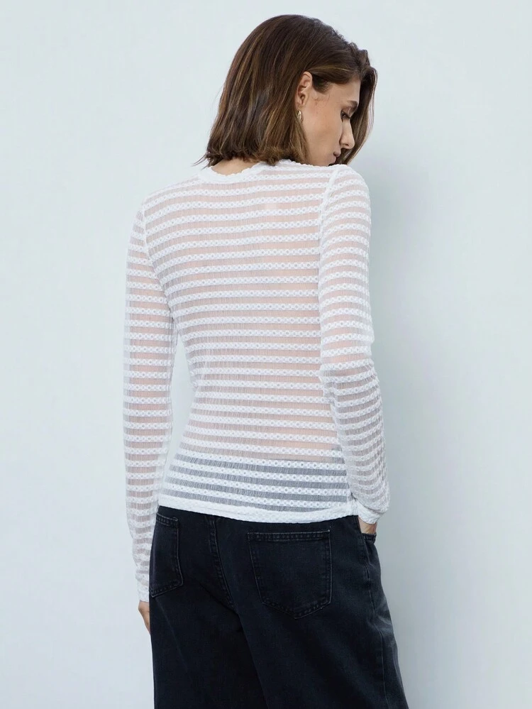 SHEIN Maija Women's Turtleneck Long Sleeve Striped Chic Casual Top Going Out Tops