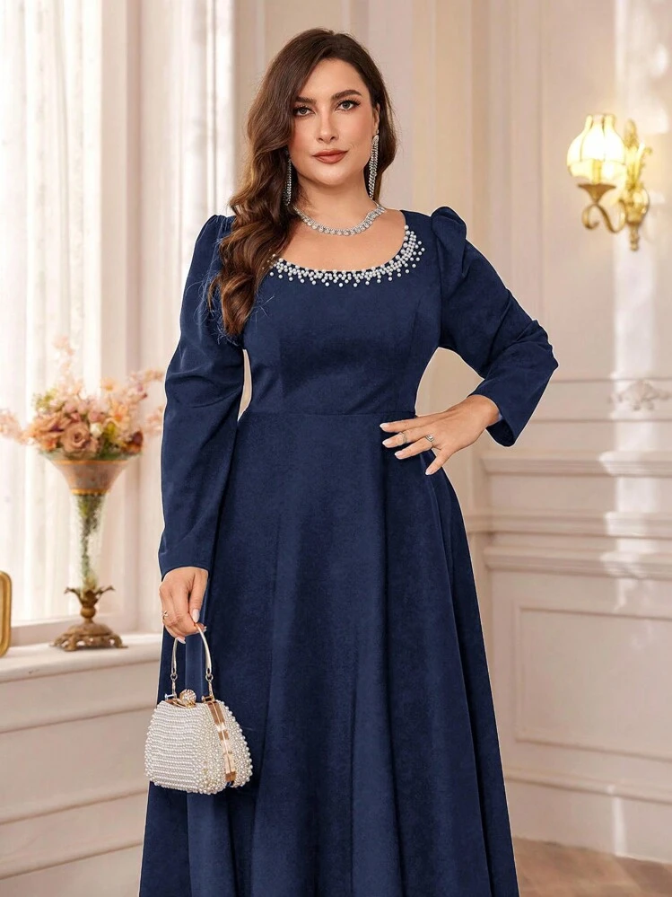 puff long sleeve dress plus size Ever-Pretty Shop Plus Size Chiffon Puff Sleeve Empire Waist Brides Mom Dress