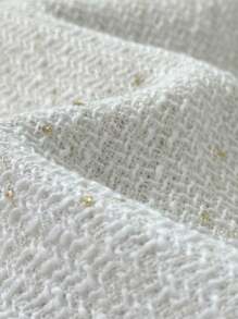 SHEIN Clasi Áo khoác quấn vải tuýt chắp vá cho nữ, Áo khoác nữ dáng thường màu trắng trơn họa tiết thác nước thanh lịch cuối thu, Trang phục thường ngày giản dị - trắng - Xem 3