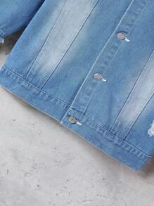Boys'' Casual Patchwork Denim Jacket - Medium Wash - View 3