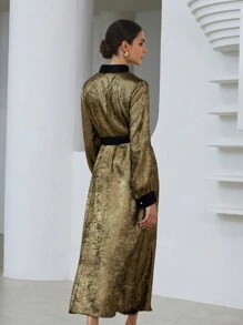 Aveloria Modichic Loose Cinched Waist Up Slimming Long Sleeve Dress For Women