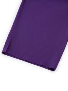 TaskEZ Plus Size Solid Color V-Neck With Pockets Short Sleeve Top And Pants Uniform Scrub Set - Purple - View 12