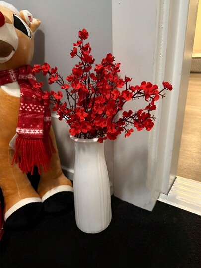 1pc Composite Plastic Flower Vase, 8" Vases Centerpieces, Wit Unbreakable Vase Wedding Dinner Tafel Living Room Office Bedroom Home Artificial Flowers, ation, Display, Shock Resistant, Long Lasting,Home ,Flower Vase,Centerpiece,Table Holiday Giving view 6