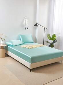 2 vỏ gối satin lụa màu xanh lá cây nhạt, vỏ gối mềm có khóa kéo cho phòng ngủ, không nhăn, tốt hơn cho tóc và da khi ngủ, vỏ gối không có ruột - Mầm xanh - Xem 2