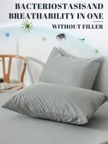 2 piezas Protector de almohada impermeable (2 en 1) - Hecho de material TPU transpirable con bajo nivel de alérgenos, fundas de almohada con cremallera - Gris Claro - Ver 6