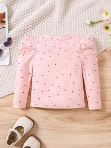 SHEIN Áo len tay lỡ co giãn dễ thương cho bé gái - Hồng - Xem 2