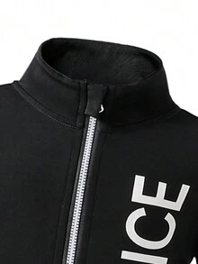 SHEIN Tween Girl 休闲运动字母连体裤 - 黑色 - 查看 4