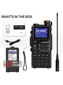 宝峰 K5PLUS 10W 多频段 UHF VHF AM 航空频段 999CH 2500mAh 远距离手持对讲机 - 黑色 - 查看 7