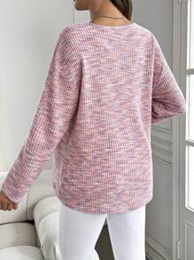 SHEIN Maternity Space Dye Drop Shoulder, Drop Shoulder Tee - Pink - View 2