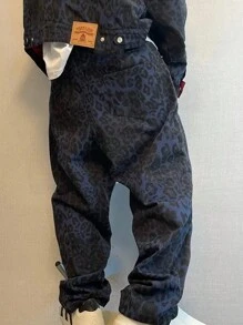 Manfinity Hypemode 男士休闲豹纹裤，外出时尚纯色直筒休闲裤，适合送给老公、男朋友的礼物 - 黑色 - 查看 2