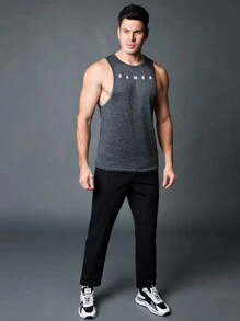 Manfinity Sport Corelite Bộ đồ thể thao nam kiểu boyfriend đơn giản gồm áo không tay in họa tiết và quần màu trơn, thích hợp cho mùa hè, tập gym, tập luyện. - Nhiều màu - Xem 9