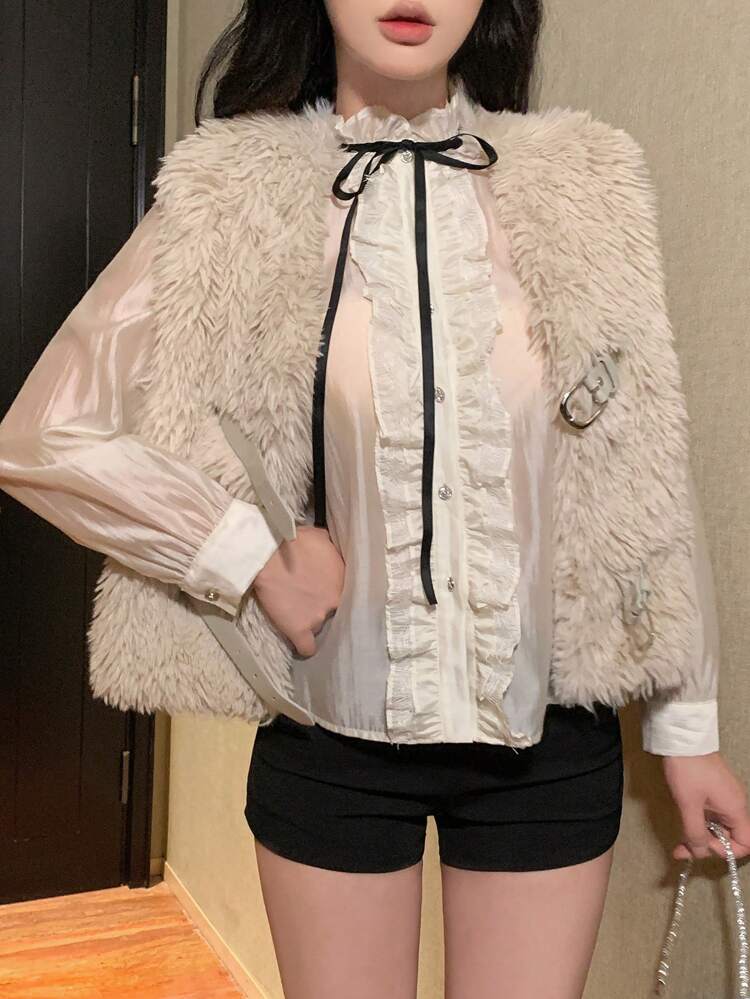 Women's Casual Solid Color Fleece Vest Jacket, Autumn And Winter,Thermal Lined