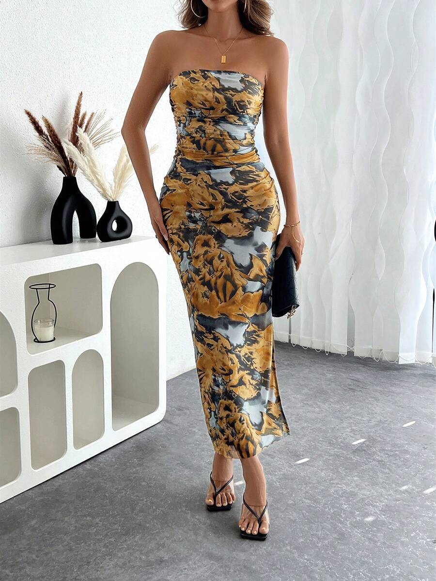 Zolique Women's Sexy Tie Dye Side Slit Tube Dress, Summer