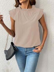 SHEIN LUNE Women Elegant Ruffle Collar Sleeveless Blouse