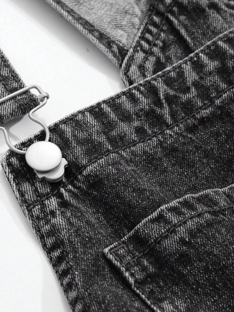 Women's Solid Color Denim Bib Pants Overalls