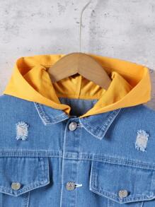 Boys'' Casual Patchwork Denim Jacket - Medium Wash - View 6