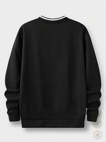 AXEPEAK Sudadera holgada con estampado en inglés para hombre - Negro - Ver 3