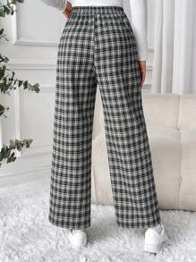 SHEIN LUNE Women Thickened Warm Plaid Pants