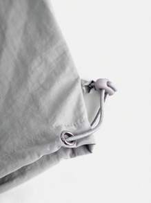 SHEIN Teen Girls' Casual Loose Drawstring Waist Solid Color Wide Leg Pants