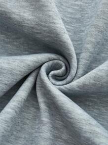 Chiquease Solid Color Pullover Hoodie With Drawstring Pouch Pocket & Thermal Lined For Women Fall - Grey - View 6
