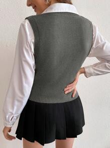 Chiquease Women's Solid Color Minimalist Sleeveless Knit Top For Daily Wear - Dark Grey - View 2