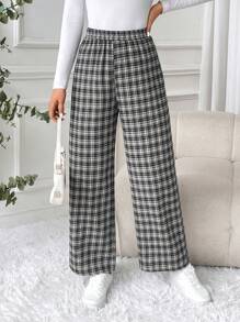 SHEIN LUNE Women Thickened Warm Plaid Pants