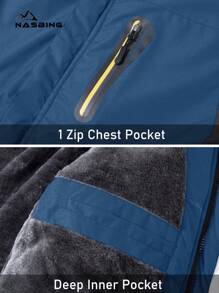 KEFITEVD Men's Winter Ski Jacket Water Resistant Windproof Snowboard Thermal Lined Hooded Winter Clothes 4 Pockets Parka Hiking Camping Climbing - Navy Blue - View 6