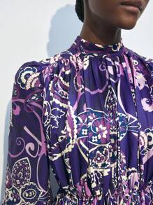 Maija Women's Paisley Print Casual Dress, Spring Autumn - Purple - View 4