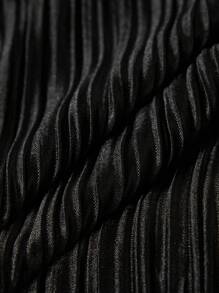 Chiquease 女士褶皱 V 领长袖基本款衬衫 - 黑色 - 查看 5