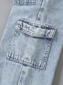 SHEIN 2pcs/Set Young Girl Loose Fit Hoodie Sweatshirt & Straight Leg Jeans Casual Outfit, Autumn Spring - Multicolor - View 6