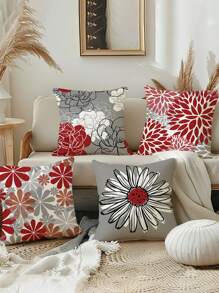 4pcs Throw Pillow Covers Fashion Daisy Decorative Throw Pillow Cases Sofa Cushion Covers Outdoor Cushion For Sofa Couch Bed Chair, No Pillow Core Christmas For Holiday Gift Giving