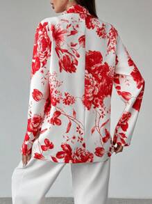 SHEIN Clasi 1 件花卉印花单排扣长袖西装外套