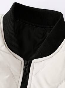 Manfinity Homme Áo khoác đệm màu thường ngày cho nam, mùa đông - Màu Khaki - Xem 3