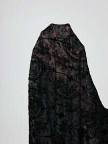 ROMWE Goth 哥特式复古骷髅十字植绒蝙蝠袖女式衬衫