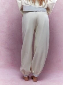 MISSGUIDED 对比下摆和袖口运动裤冬季服装 - 奶油色 - 查看 2