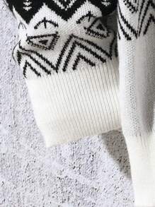 Jersey de punto casual con patrón de letras para niños, jersey de cuello redondo de manga larga, de moda para el otoño - Blanco - Ver 6