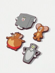 TOM & JERRY X SHEIN 4 piezas/set Imanes de nevera con diseño de patrones de dibujos animados divertidos - Multicolor - Ver 4