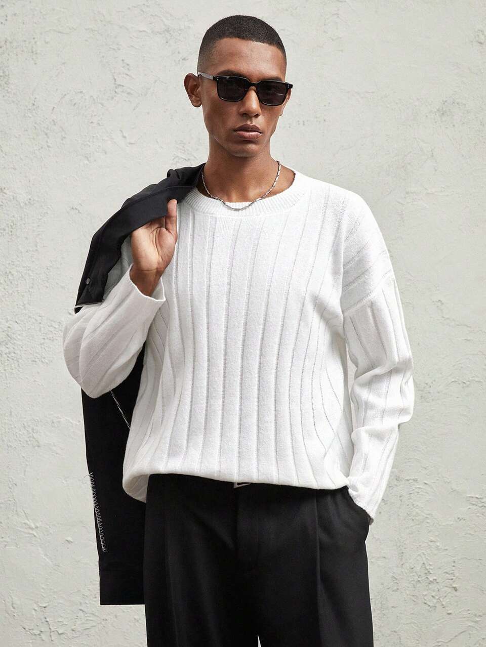 Men's Knit Loose Batwing Casual Sweater, For Fall Winter