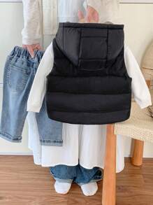 SHEIN Áo khoác nỉ dày màu trơn có mũ trùm đầu cho bé trai - Nhiều màu - Xem 2