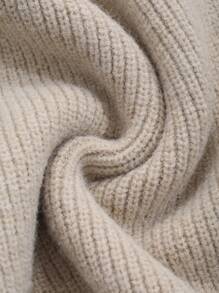 FRIFUL 女士纯色落肩长袖拉链休闲开衫，秋冬夹克 - 駝色 - 查看 3