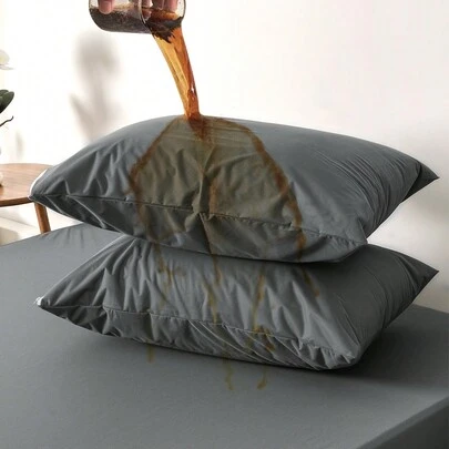 2pcs Waterproof Pad Set (2-Piece) - Made Of Breathable TPU With Low Allergen: 2 Packs Zipper Pillow Protectors'