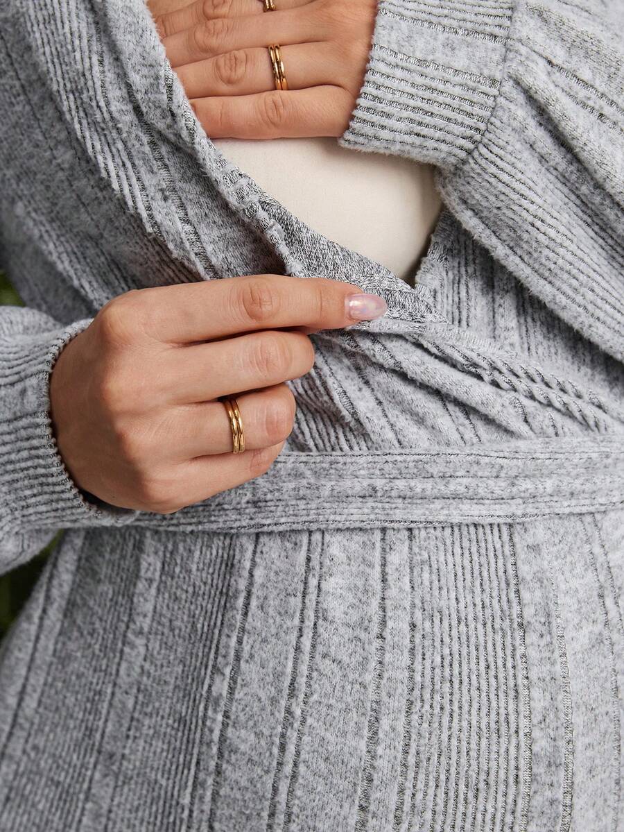 SHEIN Maternity Solid Color Minimalist Drawstring Long Sleeve Jumpsuit